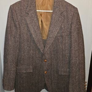 [VINTAGE] HARRIS TWEED - Scottish Wool Herringbone Stafford Jacket 43R Large Men